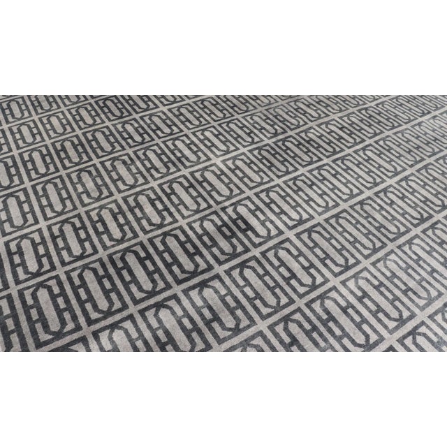 Modern Rug by Keivan Woven Arts All-Over Geometric Design in Gray and Black For Sale - Image 11 of 13