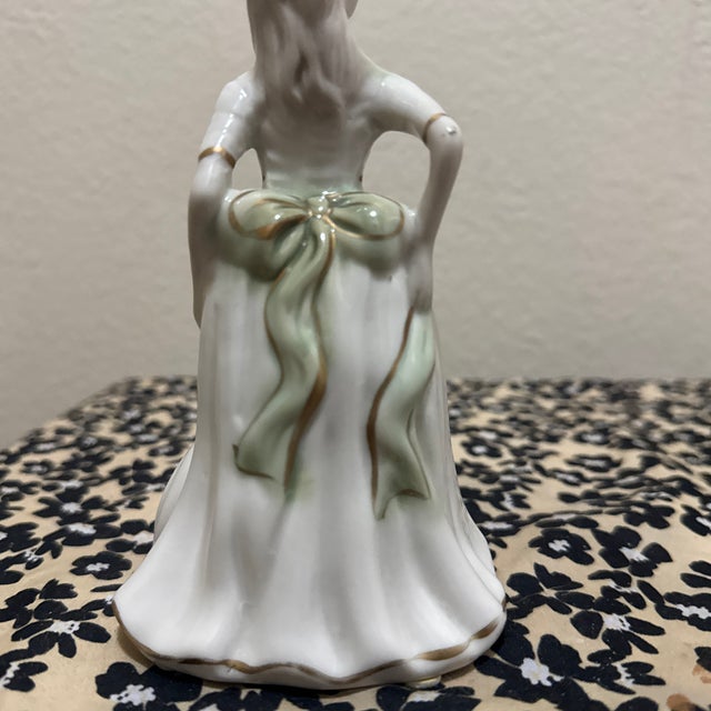 1950s Victorian Style Figurine of a Woman in a White Dress For Sale - Image 5 of 8
