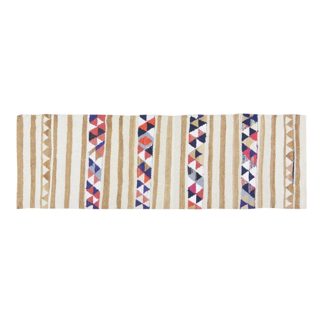 Vintage Turkish Tribal Kurdish Flatweave Wool Rug, 3X10 For Sale