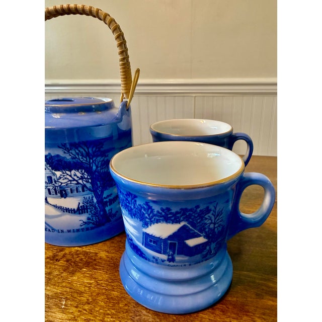 Mid-Century Modern Mid 20th Century Currier & Ives Tea Set - Set of 5 For Sale - Image 3 of 12
