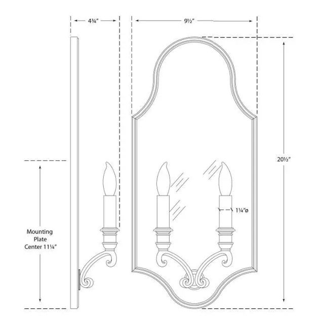 Visual Comfort Chapman & Myers for Visual Comfort Signature Sussex Medium Framed Double Sconce in Antique-Burnished Brass with Antique Mirror For Sale - Image 4 of 4