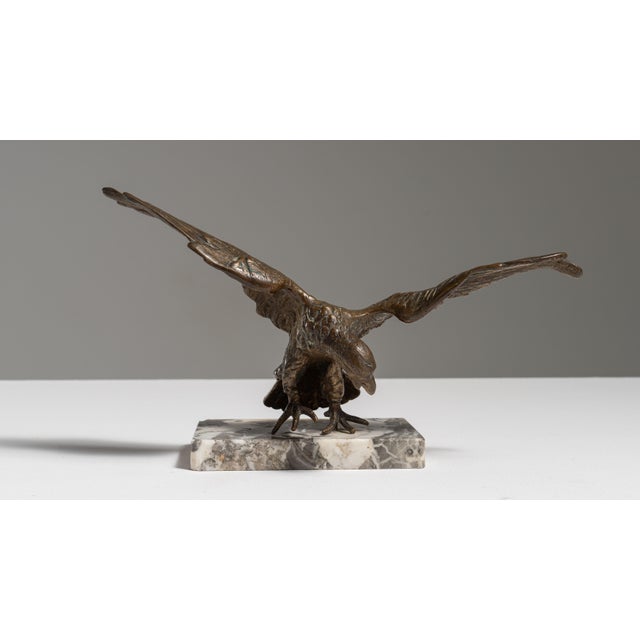 1900s French Bronze Eagle Sculpture on Marble Base For Sale - Image 14 of 15