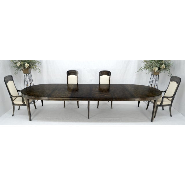 Mastercraft Dark Burl Walnut Oval 4x20" Leaves Dining Table 6 Chairs Set MINT For Sale - Image 17 of 17