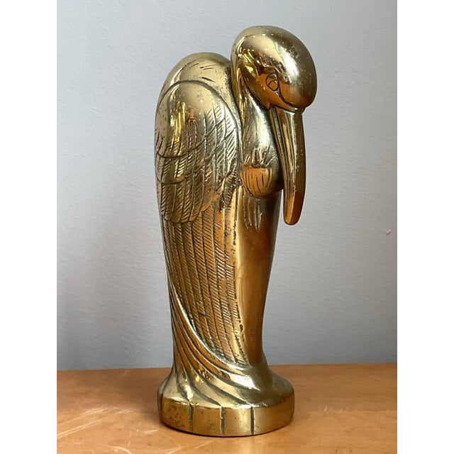 Vintage Brass Heron Statue For Sale - Image 12 of 12