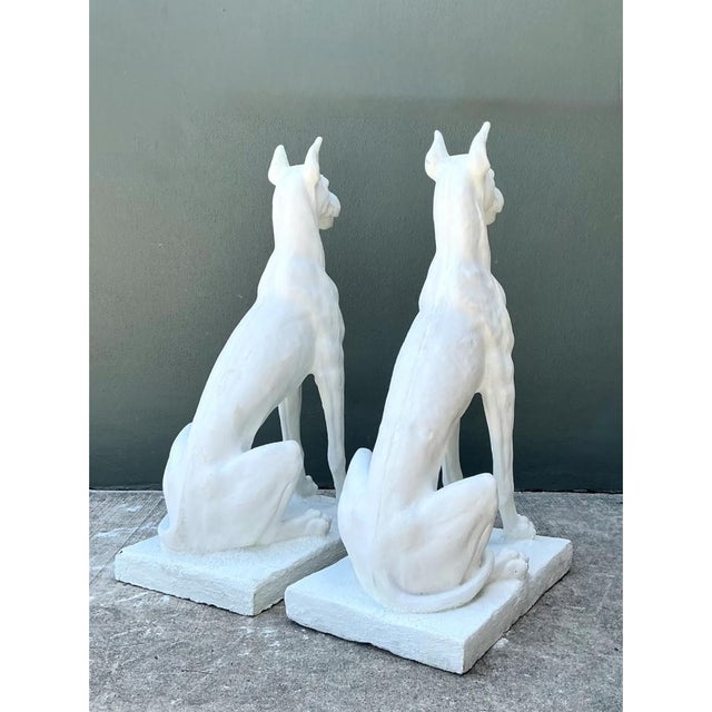 Early 21st Century Vintage Solid Cast Cement Great Dane Statues - A Pair For Sale - Image 5 of 13