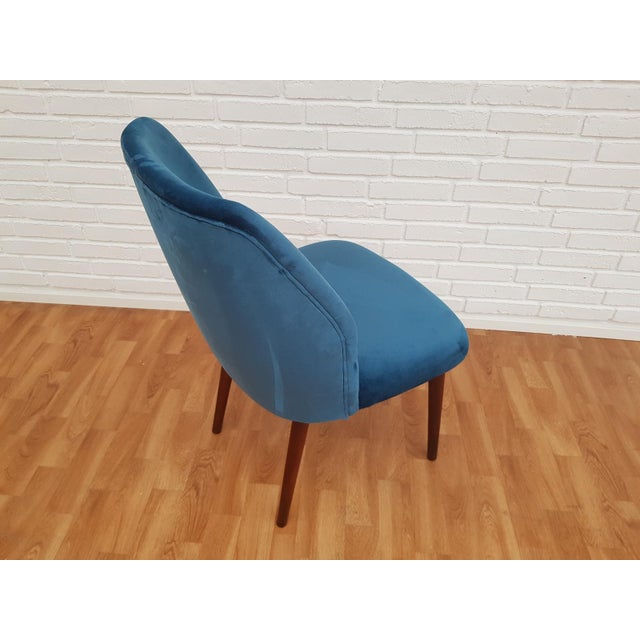 Mid-Century Retro Velvet & Beech Chair For Sale - Image 9 of 13