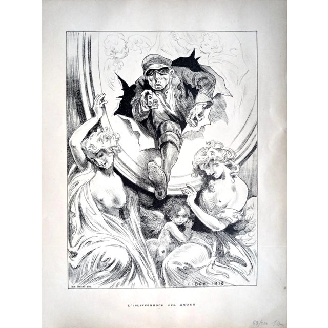 Ferdinand Bac, L'indifference des Anges/Praise of Foly, Lithograph, 1919 For Sale - Image 3 of 3