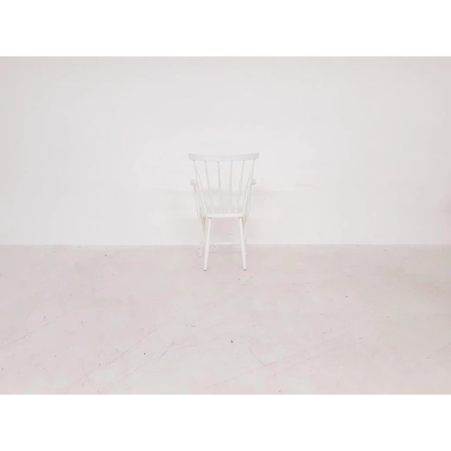 1950s Mid-Century White Spindle Back Armchair For Sale - Image 5 of 9