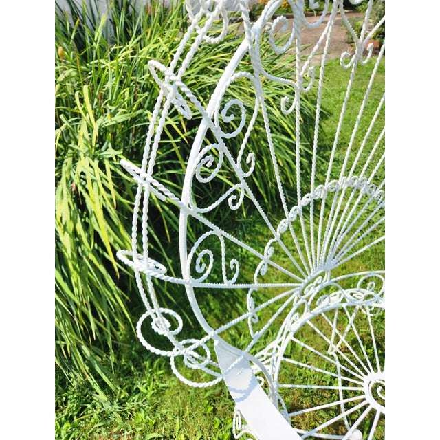 Vintage White Twisted Metal Peacock Chair For Sale - Image 10 of 10