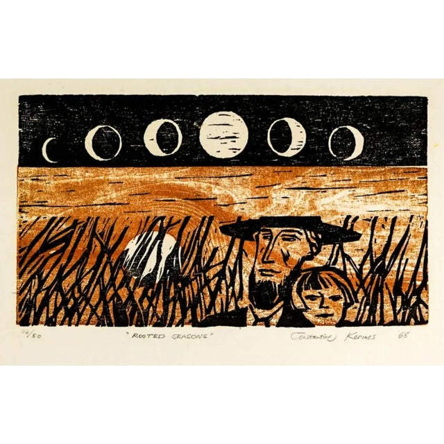 1968 Constantine Kermes Rooted Seasons Celestial Woodblock Chairish
