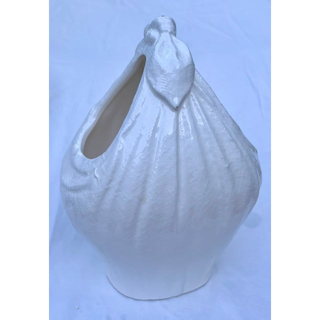 Linen Trompe-L’oeil White Ceramic Knotted Linen Satchel Vase by Sigma the Taste Setter For Sale - Image 8 of 9