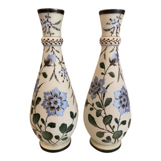 Rare Antique Pair Franz Pallme-Koenig Vases, Large 18", Signed, Pre-1887, Czech, Victorian For Sale