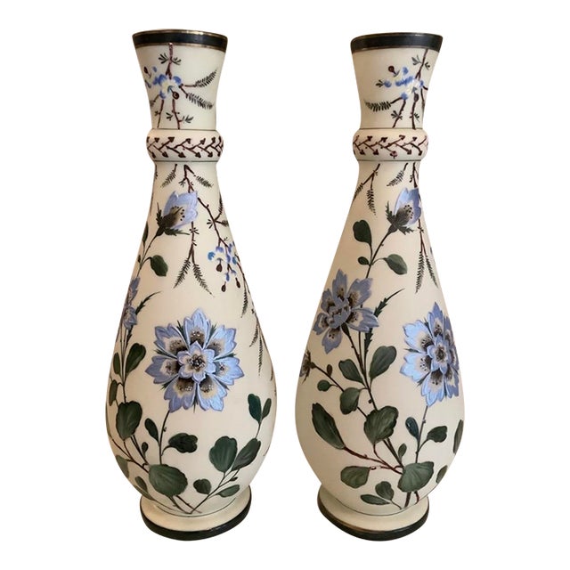 Rare Antique Pair Franz Pallme-Koenig Vases, Large 18", Signed, Pre-1887, Czech, Victorian For Sale