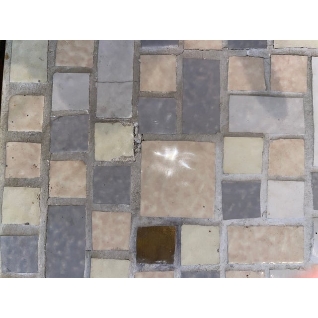 1960s Mid 20th Century Wood and Tiles Coffee Table Rectangular With Side Handles For Sale - Image 5 of 12