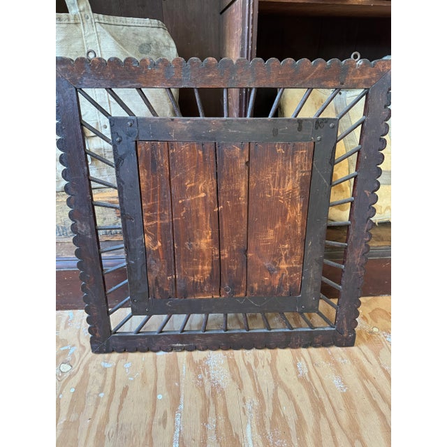 Antique 19th Century Tramp Art Large Wooden Mirror, 1800s For Sale - Image 11 of 12