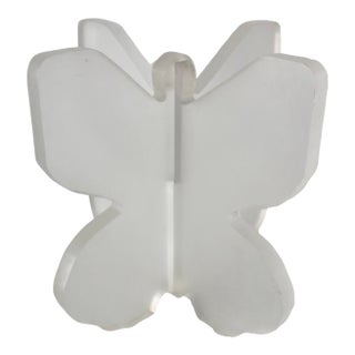 1980s Lion in Frost Style Lucite Butterfly Wing Shape Mid-Century Coffee Table Base For Sale