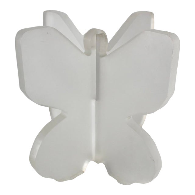 1980s Lion in Frost Style Lucite Butterfly Wing Shape Mid-Century Coffee Table Base For Sale