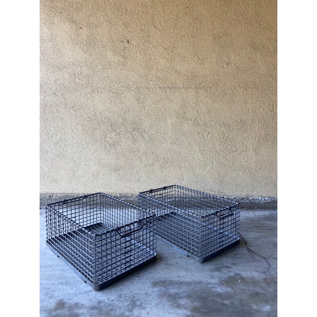Vintage Iron Stacking Crates - Set of 2 For Sale In Los Angeles - Image 6 of 12