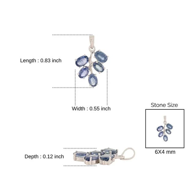 Modern 2.54 CTW Sapphire Minimalist Graps Pendant Set in 925 Silver by Carat&her For Sale - Image 10 of 12