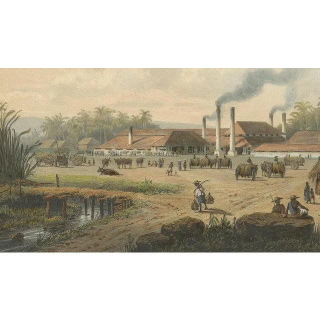 Late 19th Century After Salm, Sugar Factory in Java, Indonesia, 1872, Original Chromolithograph For Sale - Image 5 of 6