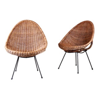 Set of Armchairs in Rattan For Sale
