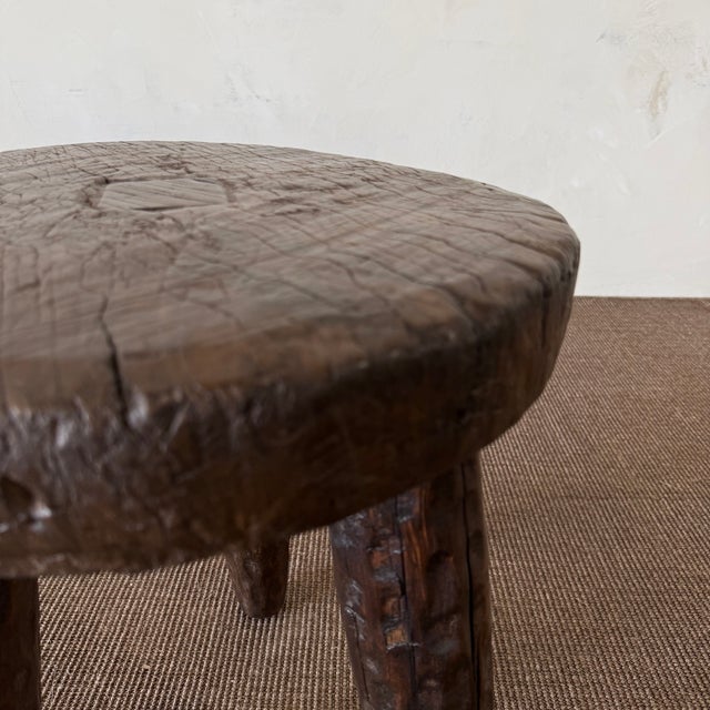 Vintage Reclaimed Pine Side Table 17.5″ – Walnut For Sale In Los Angeles - Image 6 of 9