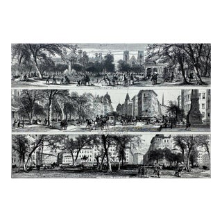Washington, Madison, and Union Squares in New York City, Original Print, 1874 For Sale
