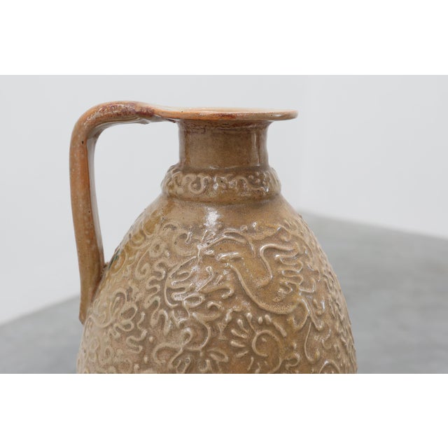 Salt-Glazed Stoneware Jug with Relief Decoration from Perignem, Belgium, 1960s For Sale - Image 3 of 12
