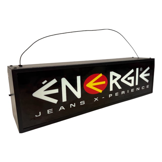 Energie Jeans X-Perience Illuminated Sign, 1980s For Sale