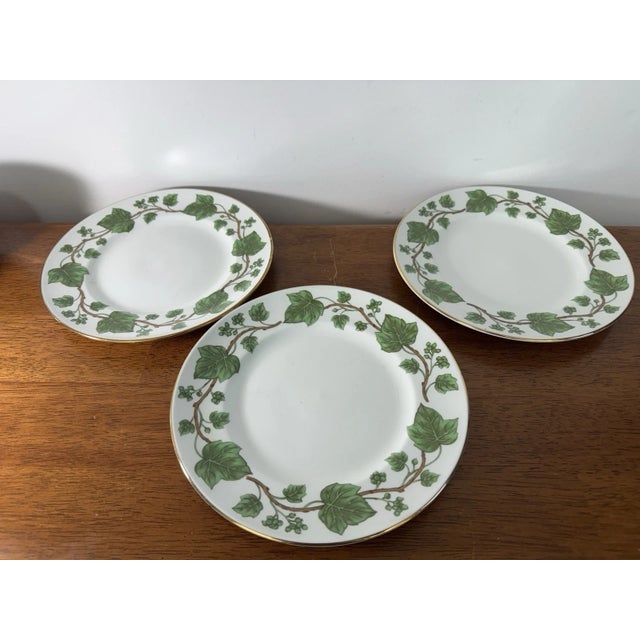 Vintage Crown Staffordshire Fine Bone China England Cup & Plates Green Ivy - Set pf 8 For Sale - Image 15 of 17