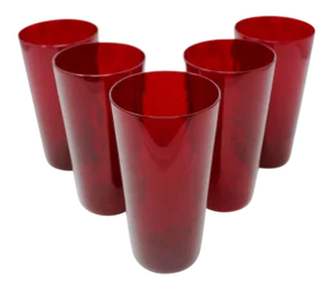 "Bicchieri Carnevale" Red Water Glasses by Venini - Set of 5