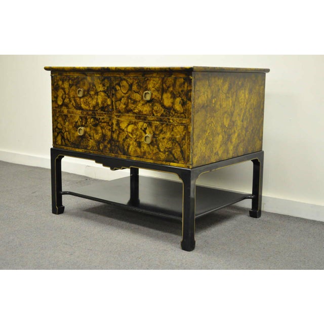 1960s Hollywood Regency Two-Door Faux Tortoise Shell Oil Drop Cabinet | Chairish
