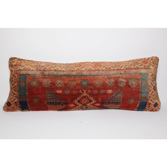 Red Antique Kurdish Lumbar Rug Pillow - 16'' X 43'' For Sale - Image 8 of 12