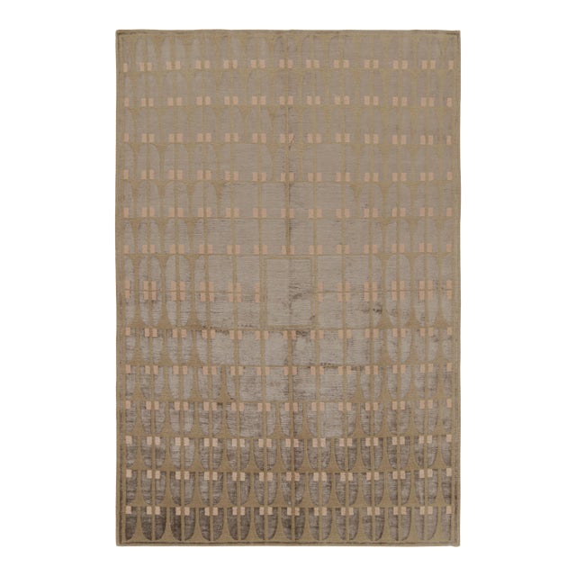 Austrian Art Deco Rug Modern Green Wool and Silk For Sale