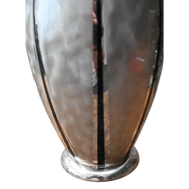 "Wmf Ikora, Silver Art Deco Vase" Vase ''Ikora metal'' WMF, Geislingen, circa 1934 in metal. Underside with lathe mark. H....