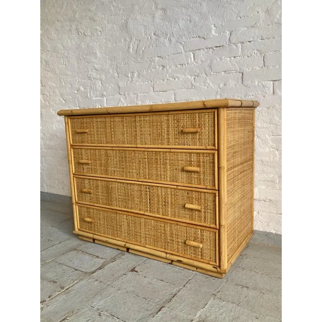 1970s Italian Wicker and Rattan Chest of Drawers, 1970s For Sale - Image 5 of 14