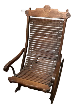 Late 19th Century Victorian Slat Wood Rocking Chair