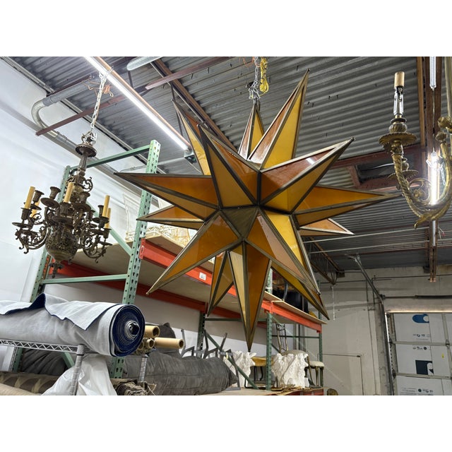 Metal Late 20th Century Monumental Star Shaped Chandelier For Sale - Image 7 of 8