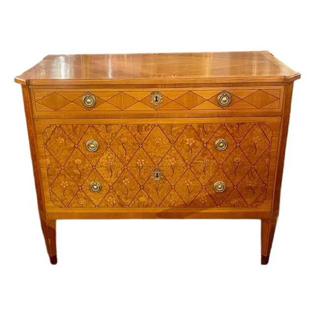19th C. German Neoclassical Walnut Commode For Sale