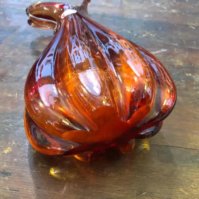 Red 1960s Italian Mid-Century Modern Sommerso Red Murano Glass Vase For Sale - Image 8 of 13