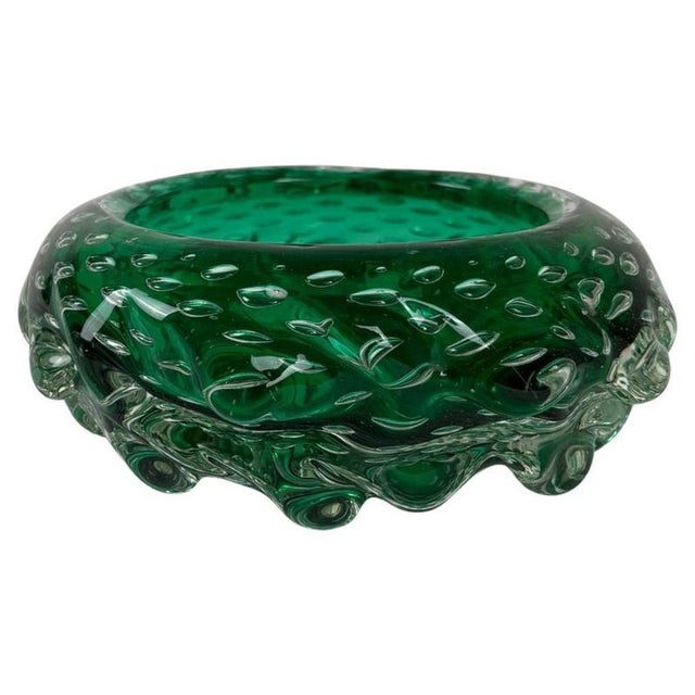 Emerald Green Murano Glass Ashtray, 1970s For Sale - Image 12 of 12