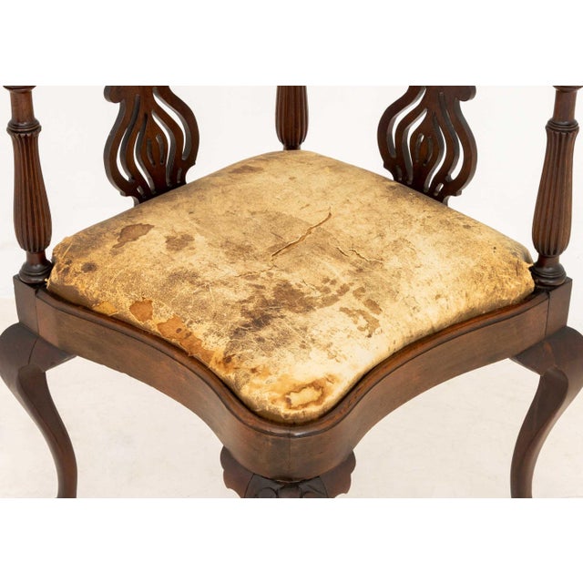Chippendale Style Mahogany Corner Chair For Sale - Image 4 of 8