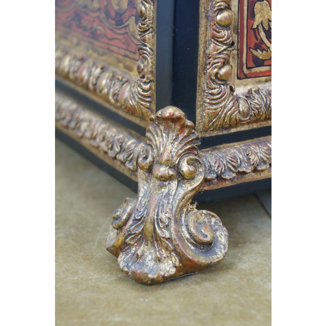 Late 20th Century French Napoleon Style Faux Boulle Jewelry Keepsake Box Chest Casket 15" For Sale - Image 9 of 16