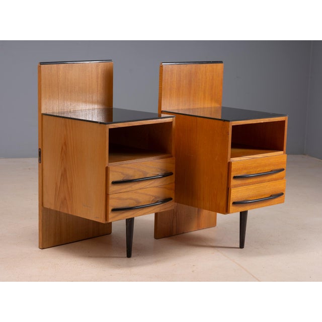 Mid-Century Modern Vintage Czech Bedside Tables by Mojmir Požar, 1960s, Set of 2 For Sale - Image 3 of 11