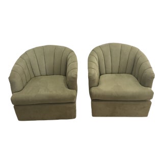 Mid-Century Modern Style Round Swivel Club Chairs- a Pair For Sale
