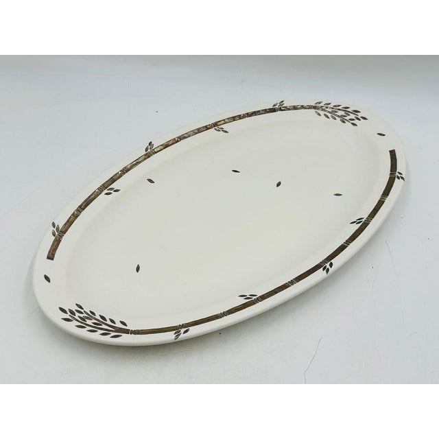 Emilia Castillo 1980s Modern Emilia Castillo Taxco Silver Bamboo Porcelain Oval Platter For Sale - Image 4 of 18