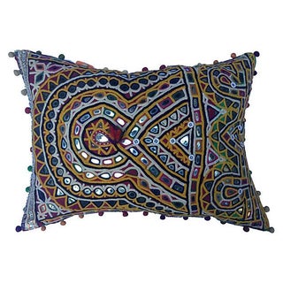Indian Mirrored Gypsy Pillow For Sale
