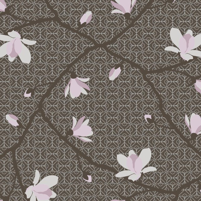 Sample - Borastapeter Magnolia Wallpaper in Brown and Pink For Sale