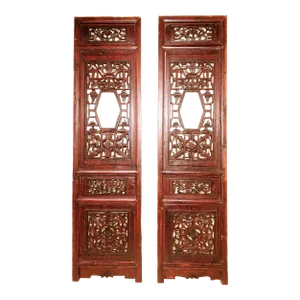 Antique Chinese Screen Panels; Cunninghamia Wood, Circa 1800-1849 - A Pair