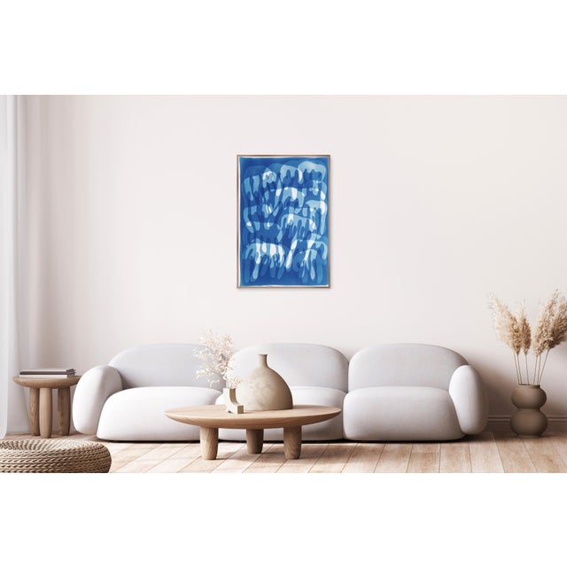 2020s 2025, Graffiti Dripping Paint, Urban Style, Blue Tones Cyanotype Print on Watercolor Paper by Kind of Cyan For Sale - Image 5 of 8